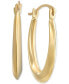 ფოტო #3 პროდუქტის Oval Tapered Small Hoop Earrings in 10k Gold