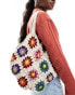 Фото #1 товара Pull&Bear crochet multicolour pattern bag in ecru