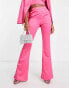 Фото #4 товара Extro & Vert Tall highwaist flare trousers in hot pink co-ord