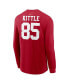 Men's George Kittle Scarlet San Francisco 49ers Super Bowl LVIII Patch Player Name and Number Long Sleeve T-shirt