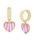 ფოტო #1 პროდუქტის Pink Heart Charm Huggie Earrings