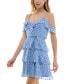 ფოტო #3 პროდუქტის Juniors' Printed Clip-Dot Ruffled Fit & Flare Dress