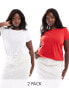 Фото #1 товара Yours 2 pack t-shirt in white & tomato red