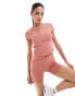 Фото #1 товара Nike Training One wrapped ribbed t-shirt in pink