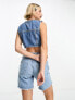 Фото #7 товара Tommy Jeans cropped denim vest in mid wash