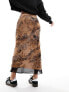 Фото #3 товара Miss Selfridge chiffon double layer bias maxi skirt in animal print