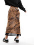 Miss Selfridge chiffon double layer bias maxi skirt in animal print