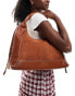 River Island whipstitch slouch bag in brown - фото #2