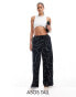 ASOS DESIGN Tall wide leg trouser with linen in mono print