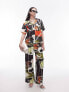 Фото #7 товара Topshop co ord abstract artsy print satin resort shirt in multi