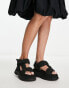 Bronx Bru-te puffy strap chunky sandal in black