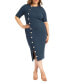 Фото #1 товара Plus Size Button Front Workwear Dress - 14, Carafe