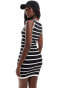 Фото #2 товара ASOS Weekend Collective seamless mini dress in black stripe