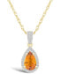 Фото #1 товара Macy's citrine (7/8 ct. t.w.) and Created Sapphire (1/6 ct. t.w.) Halo Pendant Necklace in 10K Yellow Gold