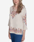 ფოტო #3 პროდუქტის Harvest Moon Women's Medallion Embroidered Flutter Sleeve Top