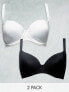 Фото #1 товара ASOS DESIGN Fuller Bust 2 pack microfibre moulded t-shirt bra in black & white
