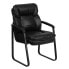 Фото #4 товара Black Leather Executive Side Reception Chair With Sled Base