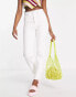 Фото #4 товара Stradivarius cotton slim mom jean with stretch in white - CREAM