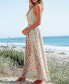 Women's Orange Floral Sweetheart Twist & Keyhole Maxi Beach Dress