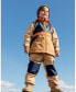 ფოტო #2 პროდუქტის Boy Two Piece Hooded Coat And Pant Mid-Season Set Color block Beige, Grey And Orange - Toddler|Child