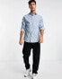 River Island long sleeve poplin smart work shirt in blue