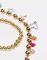 Reclaimed Vintage unisex gold bead bracelet pack with charms