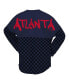 Фото #3 товара Women's Navy Atlanta Braves Checker Print Long Sleeve T-Shirt