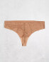 ASOS DESIGN Curve 3 pack thong in no VPL & lace in tonal