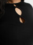 Фото #5 товара Yours Exclusive keyhole detail long sleeve top in black