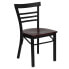Hercules Series Black Ladder Back Metal Restaurant Chair - Mahogany Wood Seat