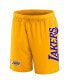 Фото #2 товара Men's Gold Los Angeles Lakers Post Up Mesh Shorts