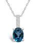 ფოტო #1 პროდუქტის London Blue Topaz (1-5/8 Ct. T.W.) and Diamond Accent Pendant Necklace in 14K White Gold