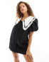 Фото #2 товара Sister Jane oversized contrast bow collar mini dress in black