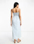 ASOS DESIGN soft denim bandeau midi dress in lightwash blue