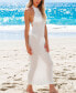 Фото #2 товара Women's White Knit Halterneck Sleeveless Maxi Beach Dress