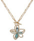 ფოტო #1 პროდუქტის Gold-Tone Blue Multi Flower Pendant 18" Toggle Necklace
