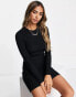 Pieces ribbed mini jumper dress in black