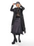 Фото #1 товара COLLUSION longline distressed faux leather biker jacket in black