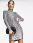 Фото #2 товара Forever New high neck ruched sequin mini dress in charcoal