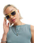 AIRE X ASOS apheta square frame sunglasses in yellow with blue lens