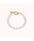 ფოტო #2 პროდუქტის 18K Gold Plated Freshwater Pearls with Purple Glass Beads - Taro Bracelet 8" For Women