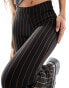 Фото #2 товара ONLY Petite flared trousers in black pinstripe