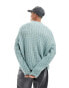 ASOS DESIGN oversized open knit brushed rib jumper in blue