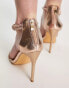 Truffle Collection embellished barely there stilletto sandals in rose gold