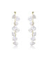 Elegant Sterling Silver with 14K Gold Plating and Genuine Freshwater Pearl Dangling and Drop Earrings