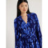 Scoop Pleated Handkerchief Hem Dress Women’s XL Blue Polyester Longsleeve