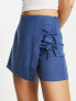 Stradivarius rustic wrap skort in blue