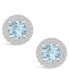 ფოტო #3 პროდუქტის Aquamarine (1-1/2 ct. t.w.) and Diamond (1/2 ct. t.w.) Halo Stud Earrings in 14K White Gold