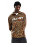 COLLUSION Animal print half zip tech fleece with print