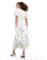 & Other Stories linen puff sleeve belted midaxi dress in floral print Bunt Geblümt, 34 - фото #6